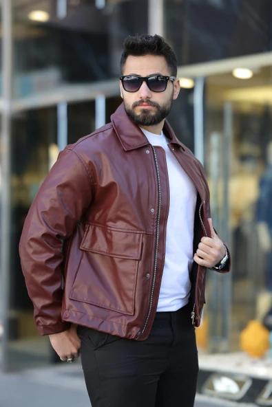 ERKEK TORBA CEPLİ BAHARLIK DERİ CEKET - 10