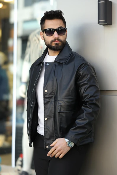 ERKEK TORBA CEPLİ BAHARLIK DERİ CEKET - 2