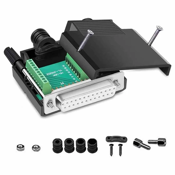 Kutulu DB25 to Dip Adaptör Dişi Terminal Soket  25 Pin D-Sub Paralel Port Haberleşme Uart DC 3V 5V Bilgisayar Modem Uydu Alıcı GSM Barkod Yazarkasa Firmware Güncelleme - Resim 4