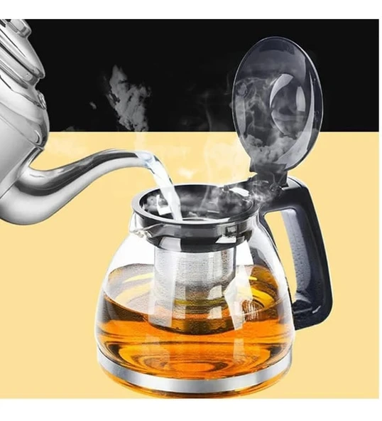 YAKUT Çelik Süzgeçli Cam Demlik 1500ml