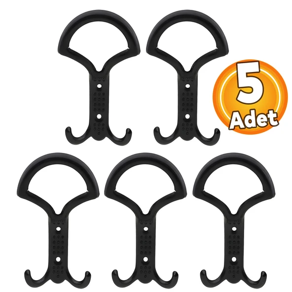 (5 ADET) Noktalı Siyah Metal Portmanto Vestiyer Duvar Askısı Dolap Elbise Askılığı Askılık Askılığı