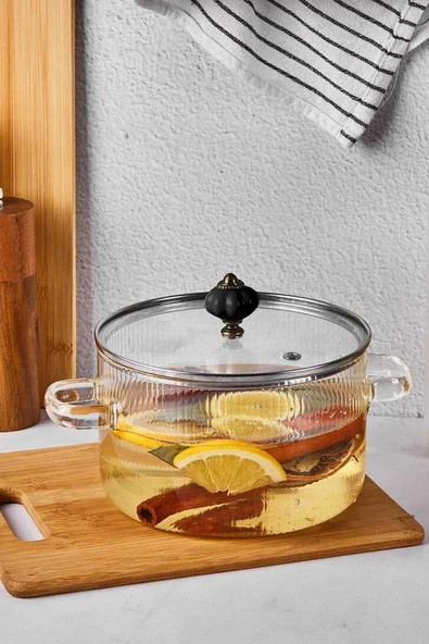 Perotti Carlton Siyah Kapaklı Isıya Dayanıklı Tencere 1.9L 16788 - Resim 2