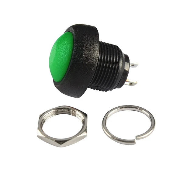 12mm PBS-33B 2 Pin Push Buton Yeşil  ON OFF 1A 250V Mini Yuvarlak Su Geçirmez Anahtar Momentary Switch - 4