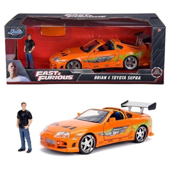 Jada 1:24 Fast & Furious Brian's 1995 Toyota Supra Mk4 Figürlü Set - 12