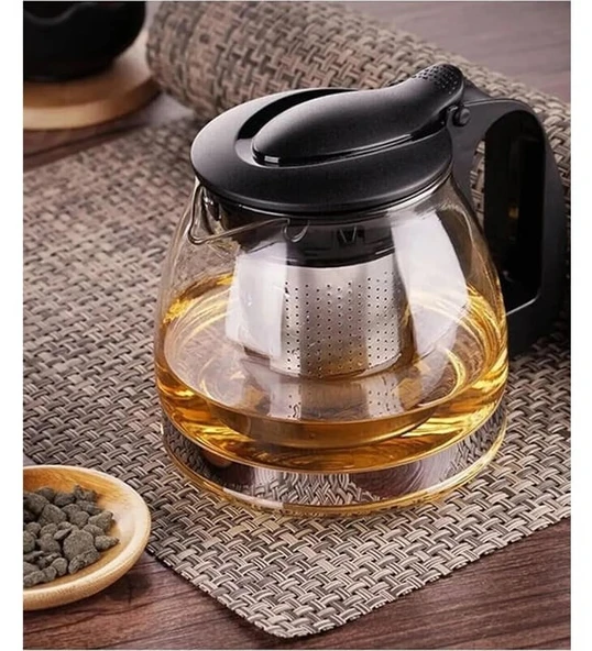 YAKUT Çelik Süzgeçli Cam Demlik 1500ml - 3