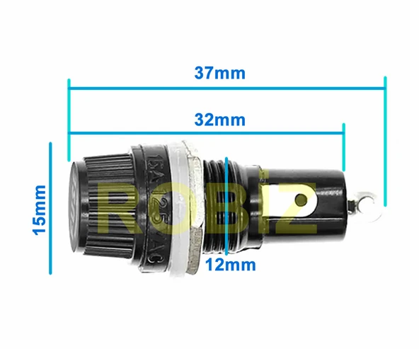 Panel Montaj 5x20mm Cam Sigorta Kutusu 10A 250V R3-12 Elektrikli Cihaz Ev Aletleri Makine Motor Sürücü 12mm Montaj Deliği - 7