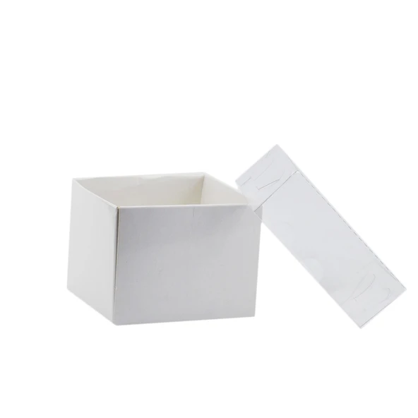 Asetat Kapaklı Karton Kutu 7.5X7.5X7 (50 Adet)  Beyaz - 1