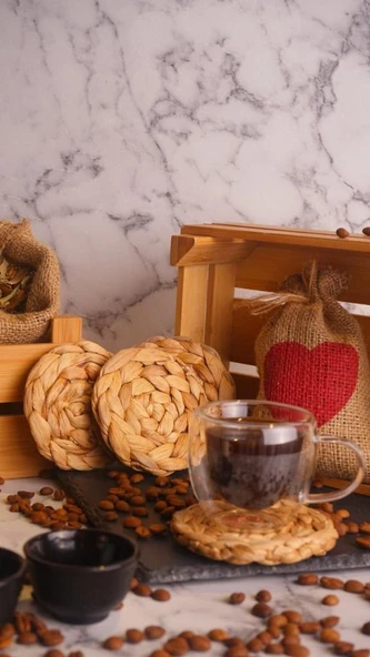 Bambum Laus - 4'lü Yuvarlak Bardak Altlığı