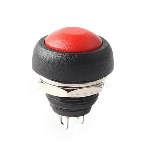 12mm PBS-33B 2 Pin Push Buton Kırmızı  ON OFF 1A 250V Mini Yuvarlak Su Geçirmez Anahtar Momentary Switch