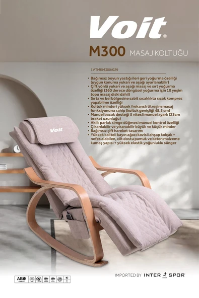 Voit M300 Masaj Koltuğu Sandalyesi Bej Kumandalı