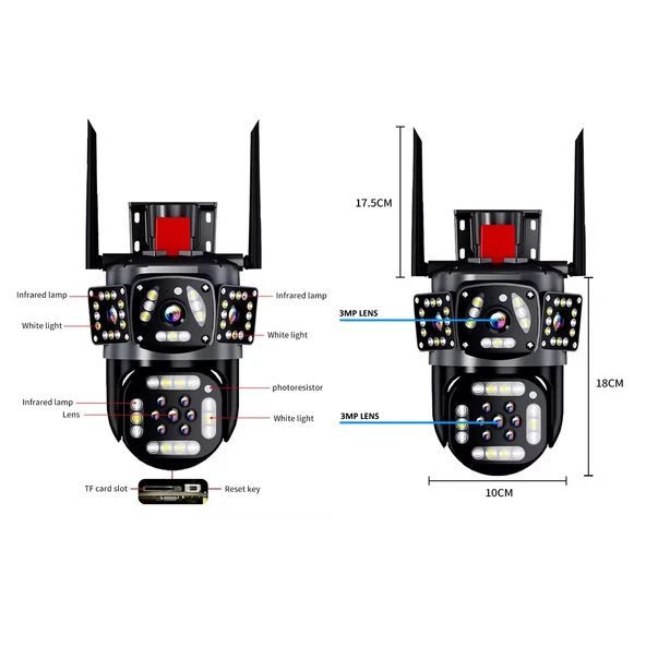 O-Kam 3412 Dual Lens WiFi Kamera Uzaktan İzleme Gece Görüş Sesli Görüşme - 2