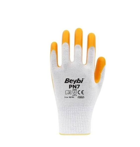 Beybi PN7 Sarı Nitril İş Eldiveni No 10