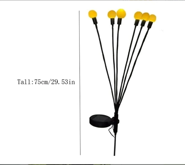 6 Led'li Güneş Enerjili Bahçe Çiti Aydınlatma Lamba (sarı) - 3
