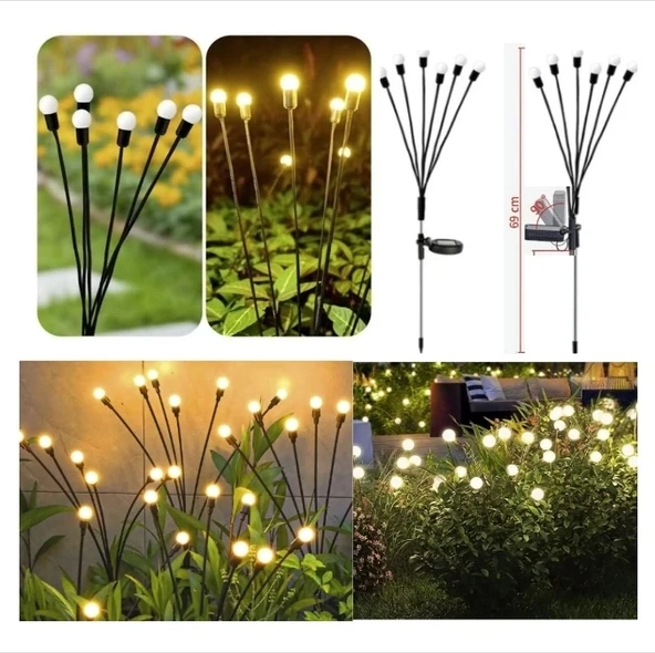 6 Led'li Güneş Enerjili Bahçe Çiti Aydınlatma Lamba (sarı) - 4