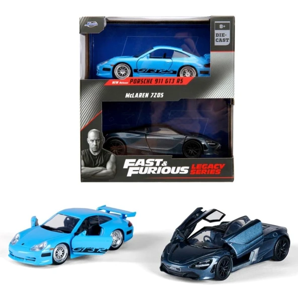 Jada 1:32 Fast & Furious Legacy Series Twin Pack W1/2 Brian's Porsche 911 GT3 RS & Shaw's McLaren