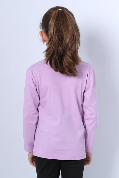 KIZ ÇOCUK UZUN KOLLU TSHİRT 4 MEVSİM BİSİKLET YAKA COOL EDİTİON BASKILI D45 - Resim 5