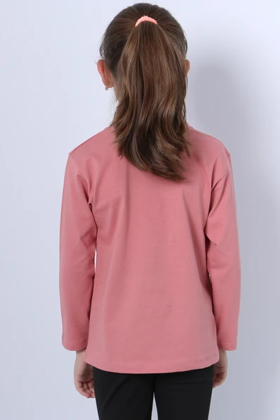 KIZ ÇOCUK UZUN KOLLU TSHİRT 4 MEVSİM BİSİKLET YAKA COOL EDİTİON BASKILI D45 - Resim 10