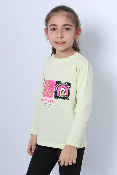 KIZ ÇOCUK UZUN KOLLU TSHİRT 4 MEVSİM BİSİKLET YAKA COOL EDİTİON BASKILI D45 - Resim 12
