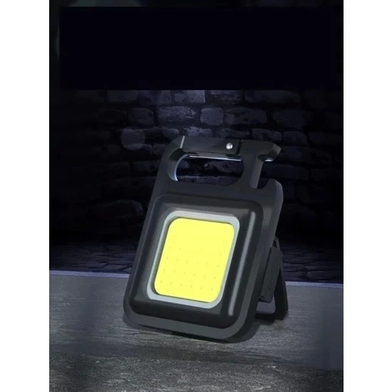 Mini 30 Ledli  Mıknatıslı Anahtarlık Flash Kamp Lambası Askılı Kapak Açacaklı Şarjlı Fener - 3