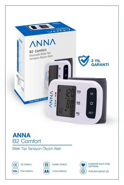 Anna B2 Comfort Dijital Bilekten Ölçer Tansiyon Aleti