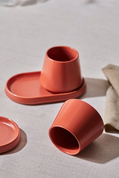 Karaca Equal 2 Kişilik Kiremit Lokumluklu Kahve Fincan Takımı 80 ml - 2