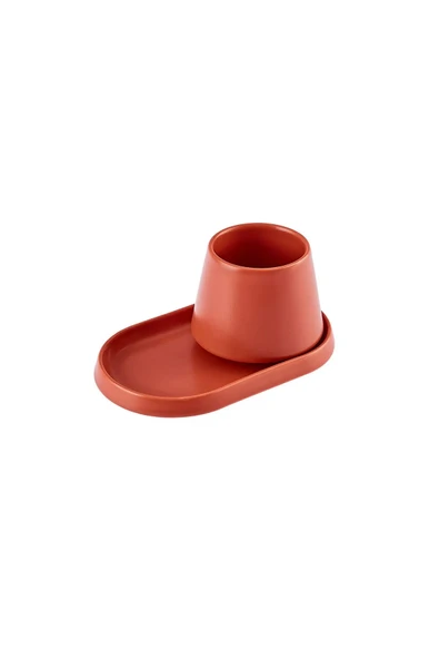 Karaca Equal 2 Kişilik Kiremit Lokumluklu Kahve Fincan Takımı 80 ml - 5