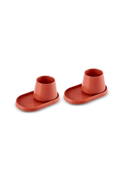 Karaca Equal 2 Kişilik Kiremit Lokumluklu Kahve Fincan Takımı 80 ml - 4
