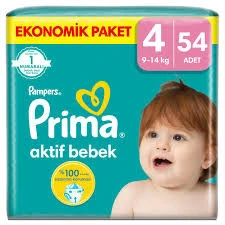 PRİMA AKTİF BEBEK NO:4 EKONOMİK PAKET 9/14 KG 216 ADET