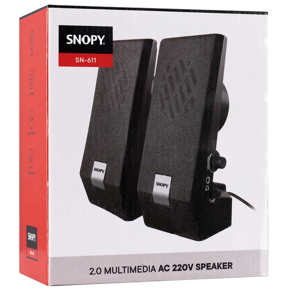 SNOPY SN-611 2.0 AC 220V Siyah Speaker Hoparlör (3w Rms) - 4