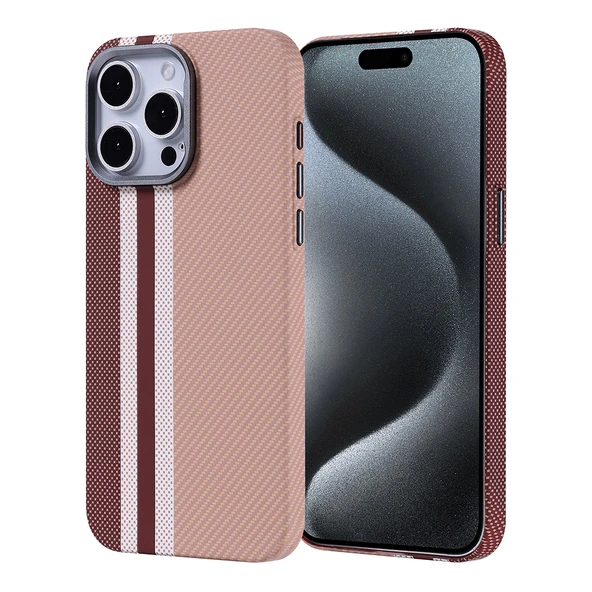 iPhone 15 Pro Max Kılıf Kablosuz Şarj Özellikli Karbon Fiber Görünümlü Nekst Kapak - 4