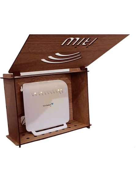 Modem Saklama Kutusu - 25x18x9 Cm Dekoratif Ahşap Modem Saklama Kutusu Modem Rafı - 4