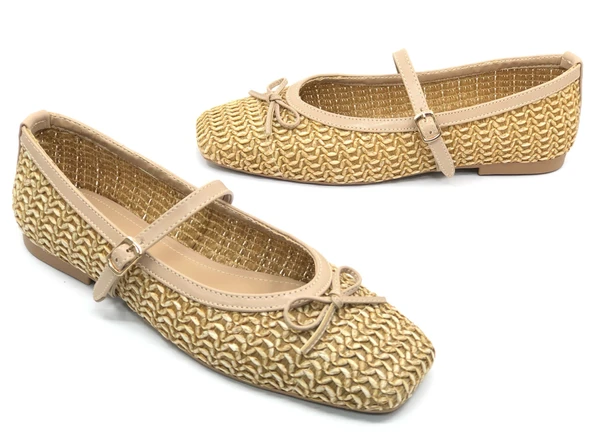 Feles Hasır Fiyonk Detaylı Kadın Babet Ayakkabı - Resim 7