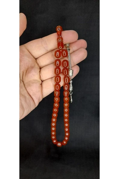 ÇUBUK KEHRİBAR TESBİH KAHVERENGİ KAPSÜL KESİM T-428 - 2