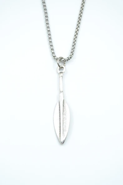 Mızrak Ucu Gümüş Kaplama Örme Zincir Kolye ürün görseli 1