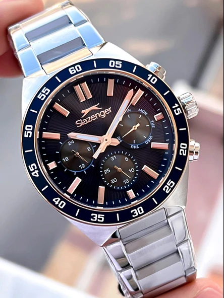 Slazenger Çelik Kordon Çelik Kasa 10 Atm İç Kadran Fonksiyonları Aktif Erkek Kol Saati ESL.2510.2.03 - Resim 4