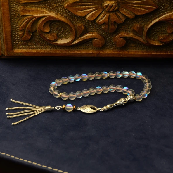 Gümüş İmame Gümüş Püskül Küre Kesim 8.x8 mm Doğal Termal Kuvars Taşı Tesbih ürün görseli 1