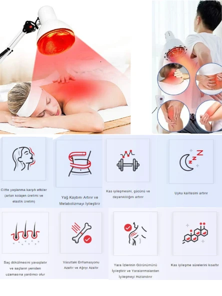 (1 Adet) Ledvance 250W Kızılötesi (infrared) Isıtıcılı Hayvan Isıtma ve Fizik Tedavi Lambası (Kırmızı Işık) E27 (Kalın Duy) - Resim 6