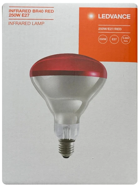 (3 Adet) Ledvance 250W Kızılötesi (infrared) Isıtıcılı Hayvan Isıtma ve Fizik Tedavi Lambası (Kırmızı Işık) E27 (Kalın Duy) - 2