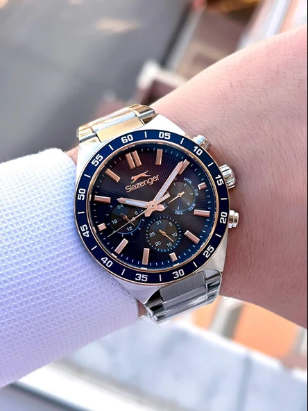 Slazenger Çelik Kordon Çelik Kasa 10 Atm İç Kadran Fonksiyonları Aktif Erkek Kol Saati ESL.2510.2.03 - Resim 2