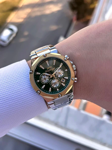 Slazenger Çelik Kordon Çelik Kasa 10 Atm İç Kadran Fonksiyonları Aktif Erkek Kol Saati ESL.2501.2.04 - Resim 2