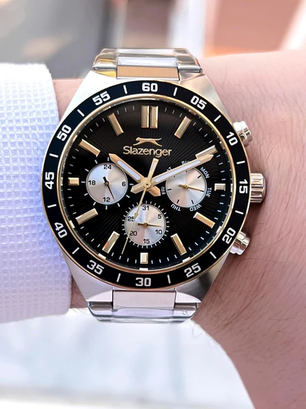 Slazenger Çelik Kordon Çelik Kasa 10 Atm İç Kadran Fonksiyonları Aktif Erkek Kol Saati ESL.2510.2.04 - Resim 3