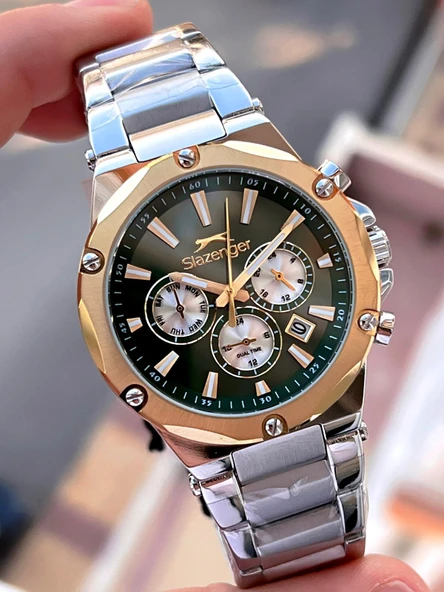 Slazenger Çelik Kordon Çelik Kasa 10 Atm İç Kadran Fonksiyonları Aktif Erkek Kol Saati ESL.2501.2.04 - Resim 4