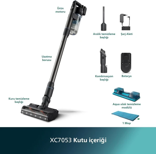 Philips 7000 Serisi Aqua XC7053/01 Şarjlı Dikey Süpürge - 2
