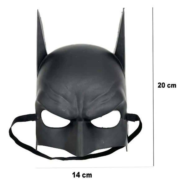 Siyah Renk Çocuk Boy Arkadan Lastikli Batman Maskesi A Kalite  20x14 Cm - 2
