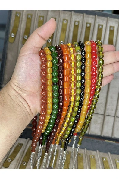 15 ADET SIKMA - ÇUBUK KEHRİBAR TESBİH KARIŞIK RENK/MODEL T-451-10 - 2