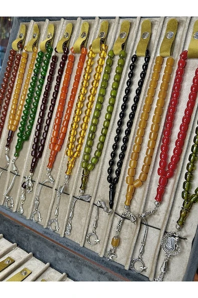 15 ADET SIKMA - ÇUBUK KEHRİBAR TESBİH KARIŞIK RENK/MODEL T-451-10 - 3