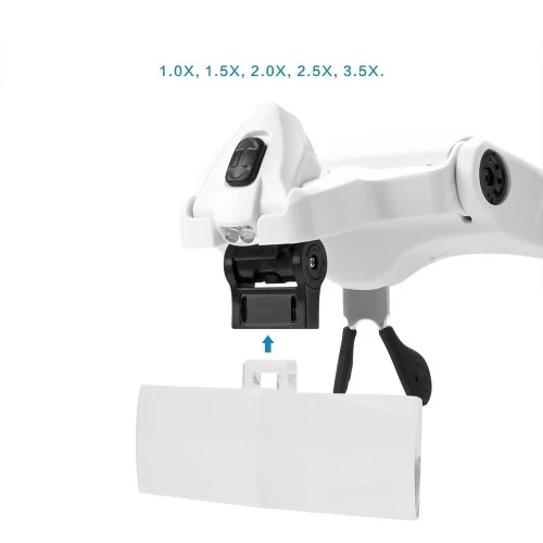 5 Lens 1.0x3.5x, 2led Işıklı  Ile Ayarlanabilir Gözlük Büyüteç9892b2 - 2