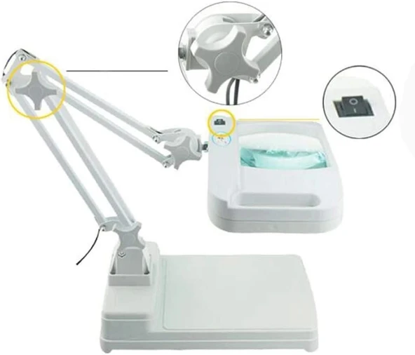 5x 10x Büyüteç  Led Işıklı Süper Parlak Enerji Tasarruflu  Masa Lambası Lt861 - 3