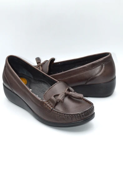Kadın Kahverengi Hakiki Deri Comfort Topuk Jelli Ayakkabı ( Elm-0042 ) - 5