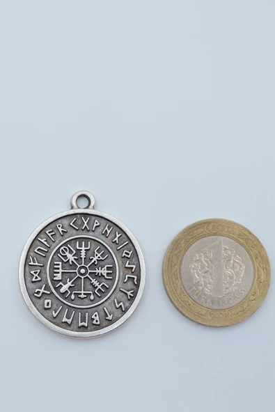 Vegvisir Viking Pusula Kolye Deri İp - Resim 4